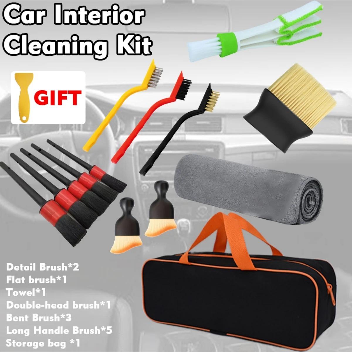 1-15Pcs Car Cleaning Detailing - огляд і ціна Dirt Brush Interior