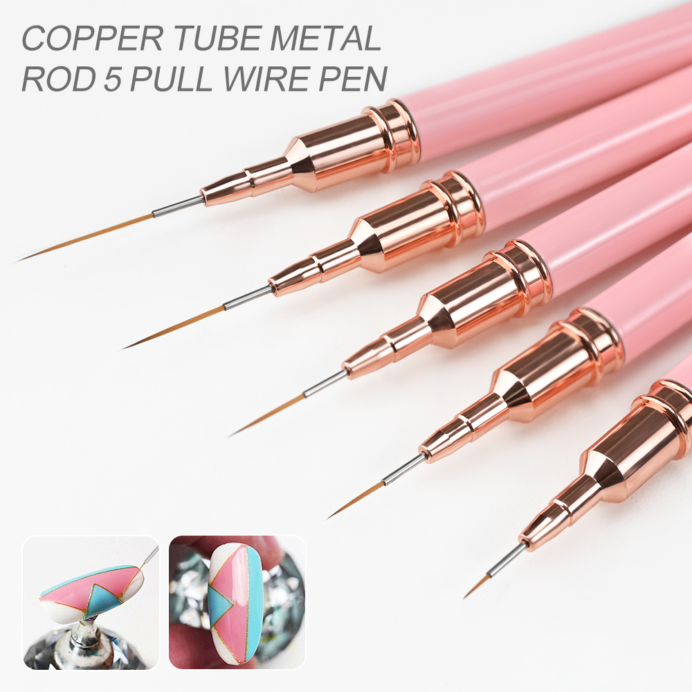 5Pcs Pink Metal Handle Nail Li - огляд і ціна Detailing Brush Set